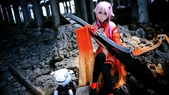 Weapons Robots Swords pink hair long hair guilty crown yuzuriha 