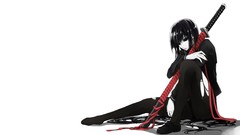 Weapons Shoes Katana white background Ribbons sitting Swords 