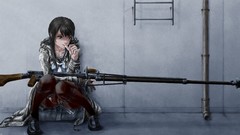 Weapons Technology Anime Roof anime girls boots brunettes 