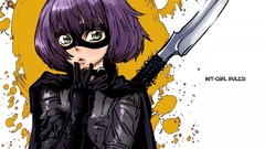 Weapons white background Kick-Ass anime girls purple hair 