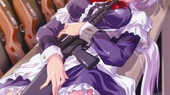 Weapons white hair stockings anime girls maburaho scans Komatsu 