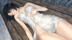 Wet anime girls towels innocent grey novel game cg lying down 