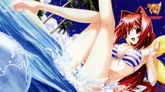 Wet red eyes anime girls bra muv-luv redheads panties boobs 