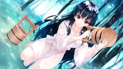 Wet red eyes long hair anime girls The Garden of Fifth Zoa 