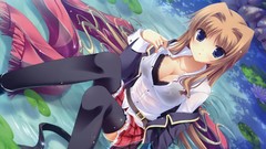 Wet stockings belts skirts anime girls blue eyes midori no umi 