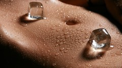 Wet stomach water drops