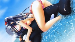 Wet swimsuits purple eyes