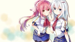 Wheel glasses white background white hair pink hair long hair 