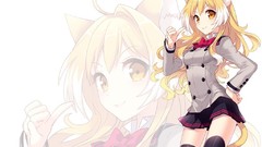 White Anime anime girls yellow eyes seifuku nekomimi nardack