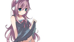 White Anime dress anime girls blue eyes animal ears purple hair 