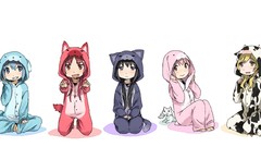 White Anime pajamas blush anime girls mahou shoujo madoka 