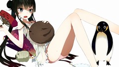 White Anime wet anime girls black hair underwear panties 