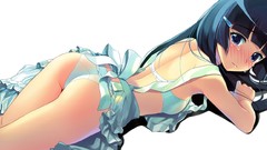 White ass Anime tears blush crying bra ecchi underwear panties 