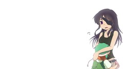 White background anime girls black hair mirai nikki purple eyes 