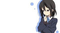 White background anime girls brown eyes school uniforms short 