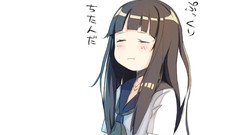 White background anime girls closed eyes brunettes school 