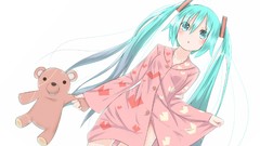 White background anime girls hatsune miku vocaloid teddy bears 