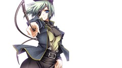 White background belts anime girls blue eyes uniforms short 