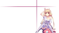 White background blondes long hair anime girls yellow eyes 