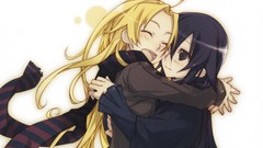 White background blondes scarfs long hair anime girls Bunbun