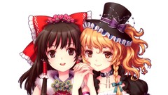 White background blondes smiling anime girls hakurei reimu 