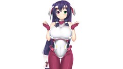 White background blush long hair anime girls heterochromia 