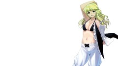 White background hats navel bows blondes smiling long hair 