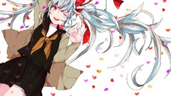 White background Hearts Sweets Ribbons schoolgirls bows skirts 