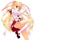White background Knives red eyes blondes blush long hair anime 
