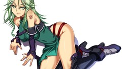 White background long hair anime girls green eyes green hair 