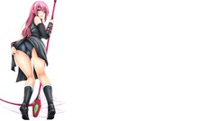 White background pink hair long hair anime girls blue eyes 