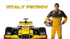 White background Renault Vitaly Petrov formula one