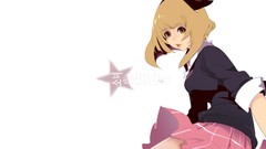 White background skirts anime girls brown eyes school uniforms 