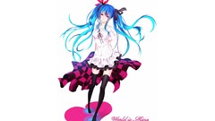 White background skirts blue hair long hair anime girls blue 