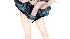 White background skirts blush anime girls school uniforms 