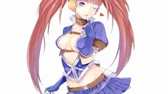 White background skirts pink hair anime girls blue eyes 