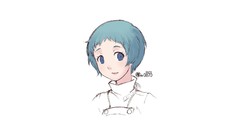 White background smiling blue eyes artwork Persona series 