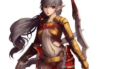 White background Thief red eyes anime girls gray hair artwork 