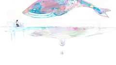 White background Whales blush anime girls short hair artwork 