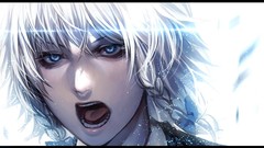 White background white hair faces tongue bows anime girls blue 