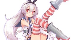White background white hair long hair anime girls animal ears 