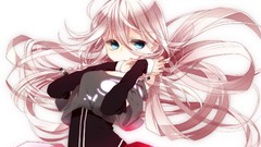 White background white hair skirts long hair blue eyes braids 