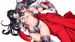 White blade Anime armor queen anime girls tomoe yuri cleavage 