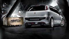 White cars abarth Mitsubishi Evo Fiat Punto