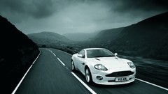White cars Aston Martin roads vehicles front angle view Aston 