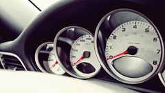 White cars close-up speedometer Porsche vehicles porsche 997 