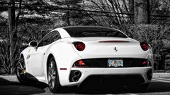 White cars Ferrari monochrome