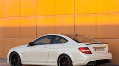 White cars Mercedes-Benz Coupé Mercedes Benz C63 Mercedes C 63 