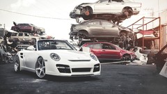 White cars Porsche junk