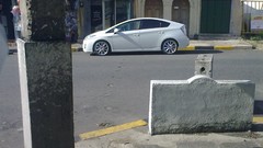 White cars salon Thailand sidewalk Toyota cement Prius Toyota 